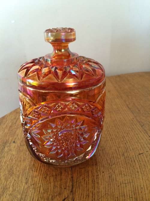 Carnival glass Cookie Jar or Cracker Jar